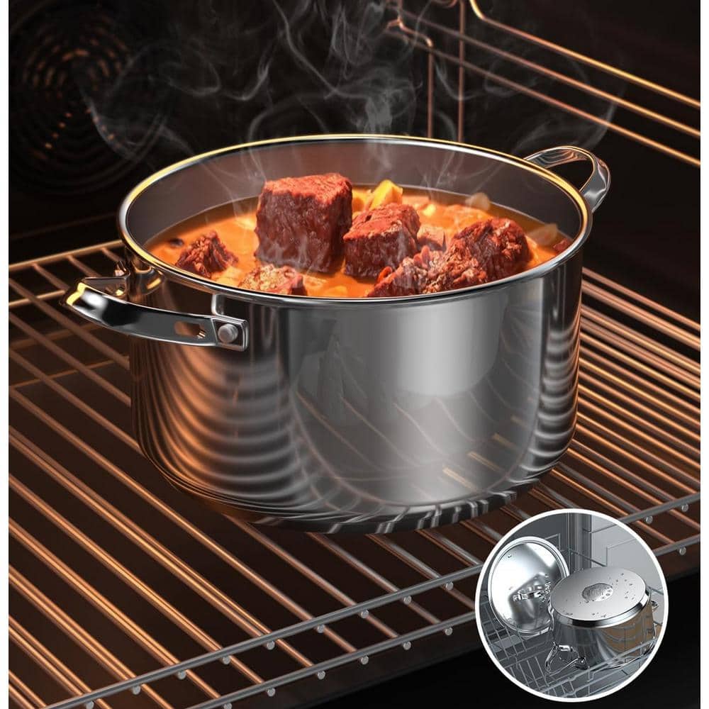 6-Quart Silver Stainless Steel Dutch Oven with Lid