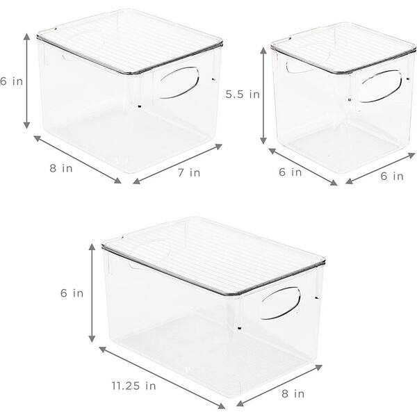 Clear 3-Piece Pantry Storage Bin Set, (10 x 6)