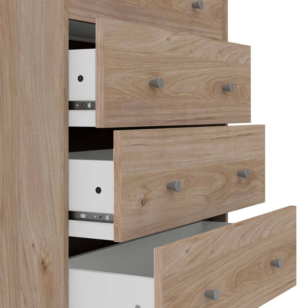 Jackson Hickory Vertical 5-Drawer Chest with Pewter Handles