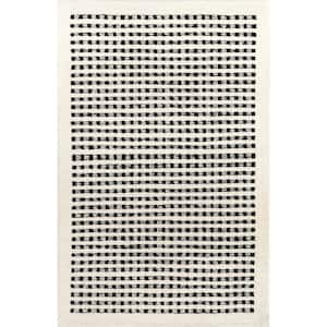 Adahlia Checkered Wool Ivory 8 ft. x 10 ft. Modern Area Rug