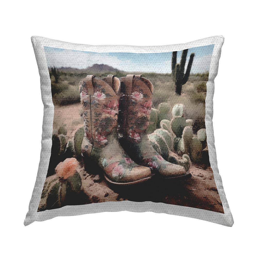 Cowgirl Desert Scenery Multi-Color Square Outdoor Throw Pillow price history on PriceWatchPro