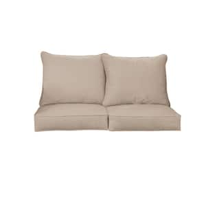 27 in. x 23 in. x 5 in. (4-Piece) Deep Seating Outdoor Loveseat Cushion in Sunbrella Revive Sand