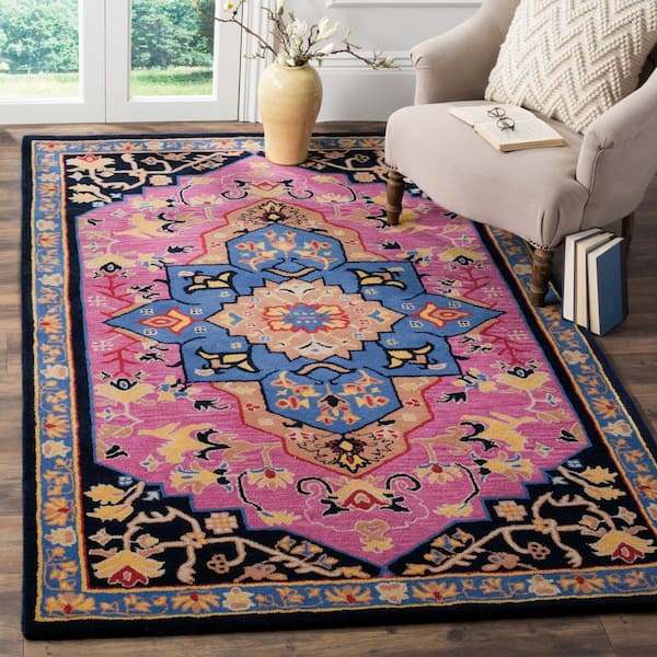 Bellagio Pink/Multi 4 ft. x 6 ft. Border Area Rug