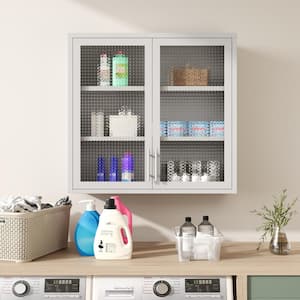 31.50 in. W x 11.80 in. D x 30.00 in. H Kitchen Bathroom Storage Wall Cabinet in White with Adjustable Shelves