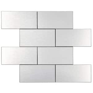 Mercury Silver Aluminum Subway 11.81 in. x 11.81 in. Metal Peel and Stick Tile (7.75 sq. ft./8-Pack)