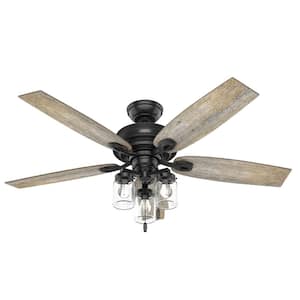 Crown Canyon II 52 in. Indoor/Outdoor Matte Black Ceiling Fan with Light Kit