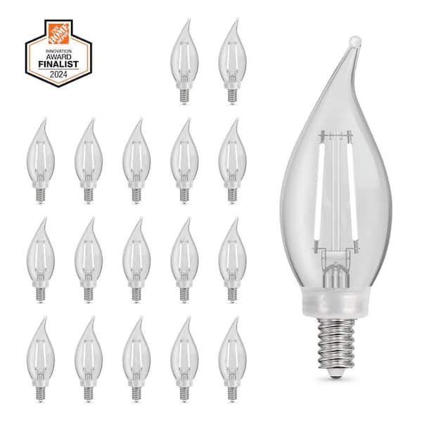 60W Equivalent BA11 E12 Candelabra Switch to Dim White Filament Clear Chandelier LED Light Bulb Daylight 5000K (18-Pack)