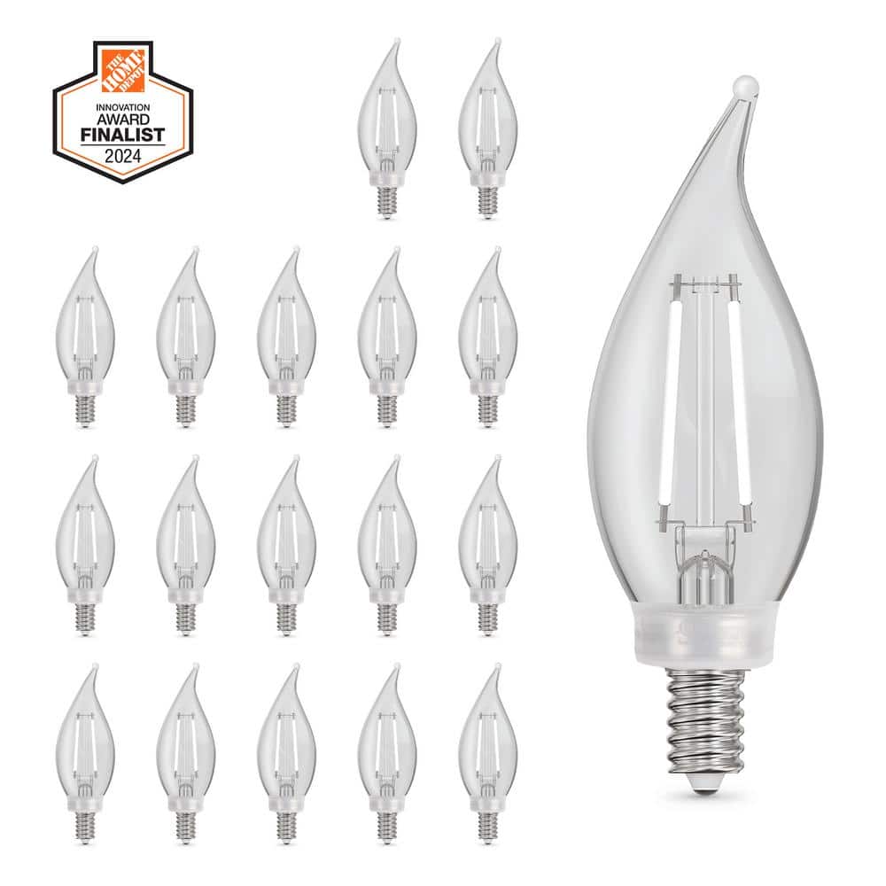 60-Watt Equivalent BA10 E12 Candelabra Dim White Filament Clear Glass Chandelier LED Light Bulb Daylight 5000K (18-Pack) price history on PriceWatchPro