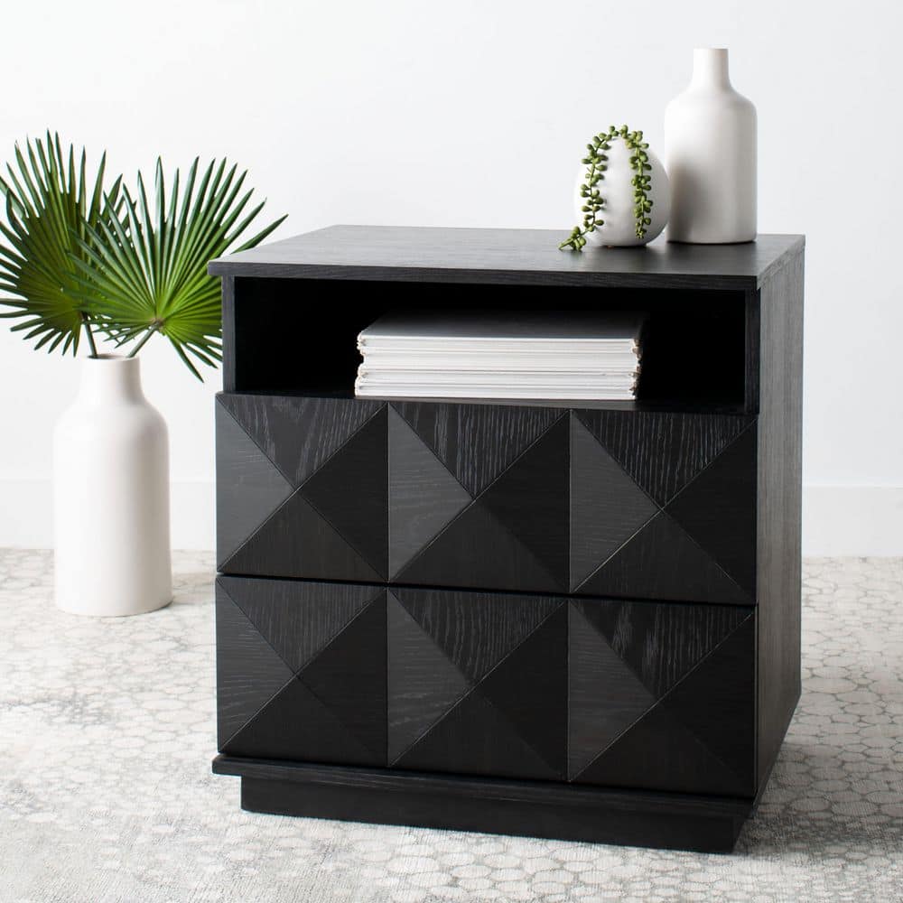 Patty Black 2 Drawer Nightstand