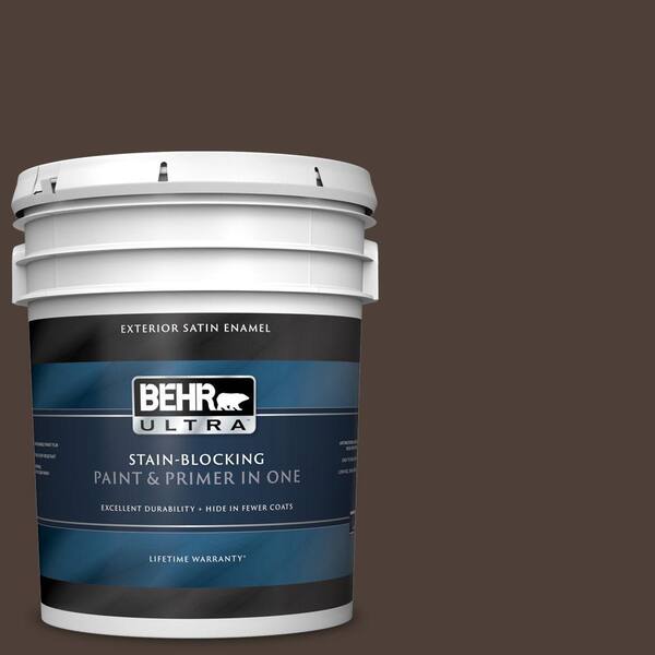 BEHR ULTRA 5 gal. #UL110-23 Polished Leather Satin Enamel Exterior Paint and Primer in One