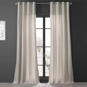 Fable Beige Dune Textured Solid Cotton Grommet Light Filtering Curtain Pair - 50 in. W x 96 in. L (2 Panels)
