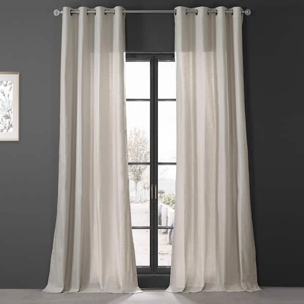 Exclusive Fabrics & Furnishings Fable Beige Dune Textured Solid Cotton Grommet Light Filtering Curtain Pair - 50 in. W x 96 in. L (2 Panels)
