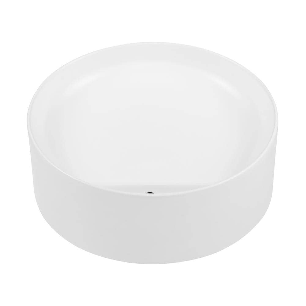 Beau 16.5'' Matte White Ceramic Round Vessel Bathroom Sink