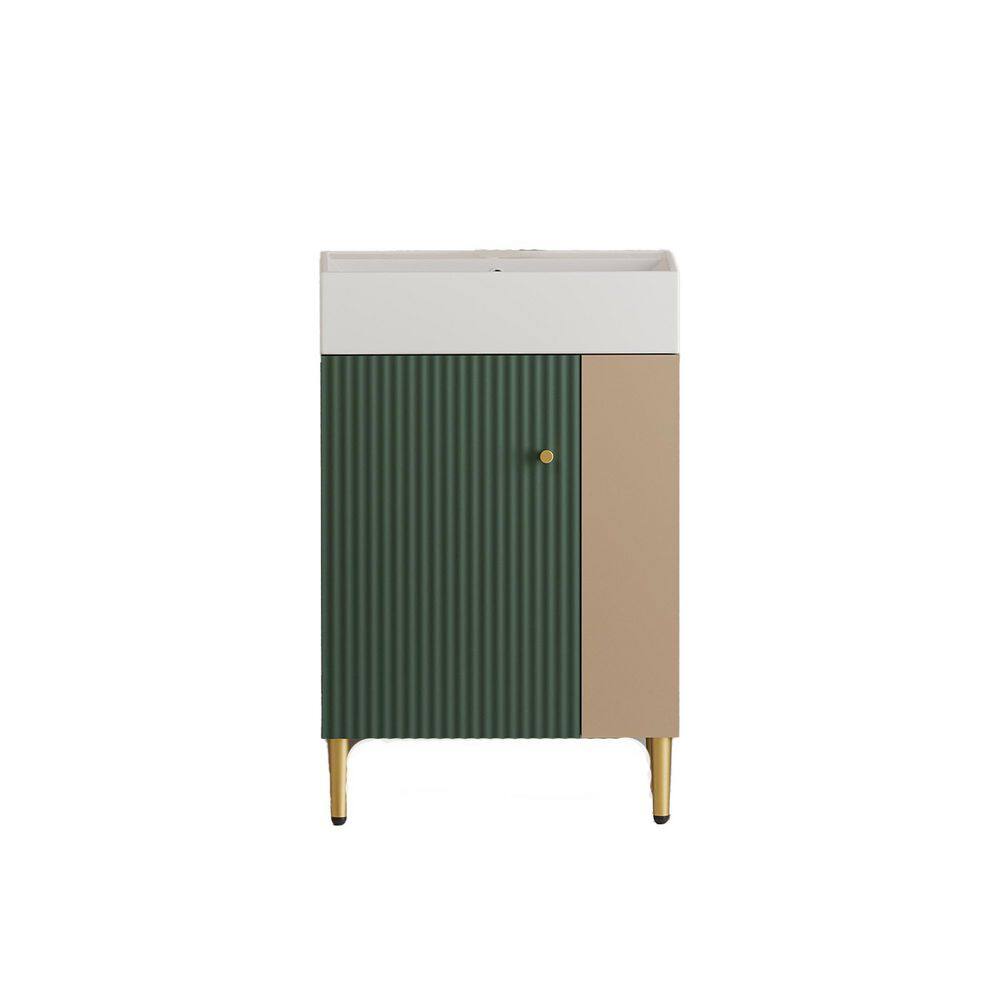 21.6 in. Freestanding Green Bath Vanity with White Ceramic Top price history on PriceWatchPro