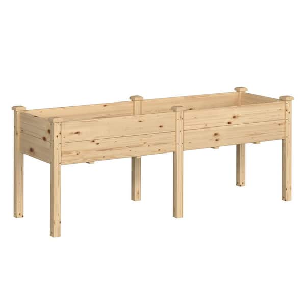 72 in. L x 24 in. W x 30 in. H Cedar Wood Raised Garden Bed Elevated Planter Box with 2-Planting Areas, Wood Color