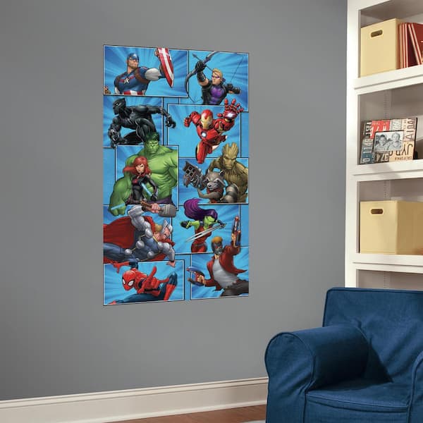 RoomMates 36 in. W x 60 in. H Marvel Team 2- Piece Peel and Stick Wall Decal Mural