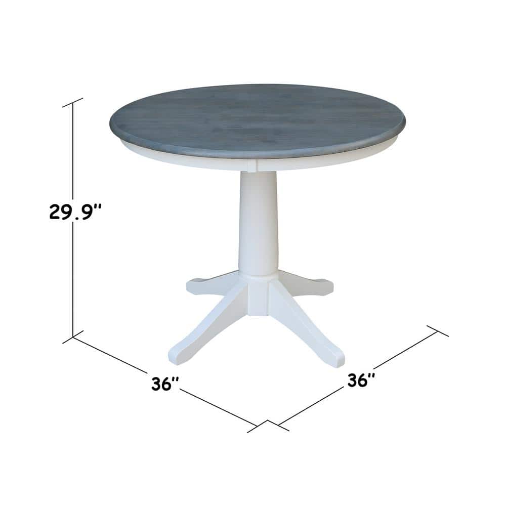 36" Round White and Gray Solid Wood Dining Table