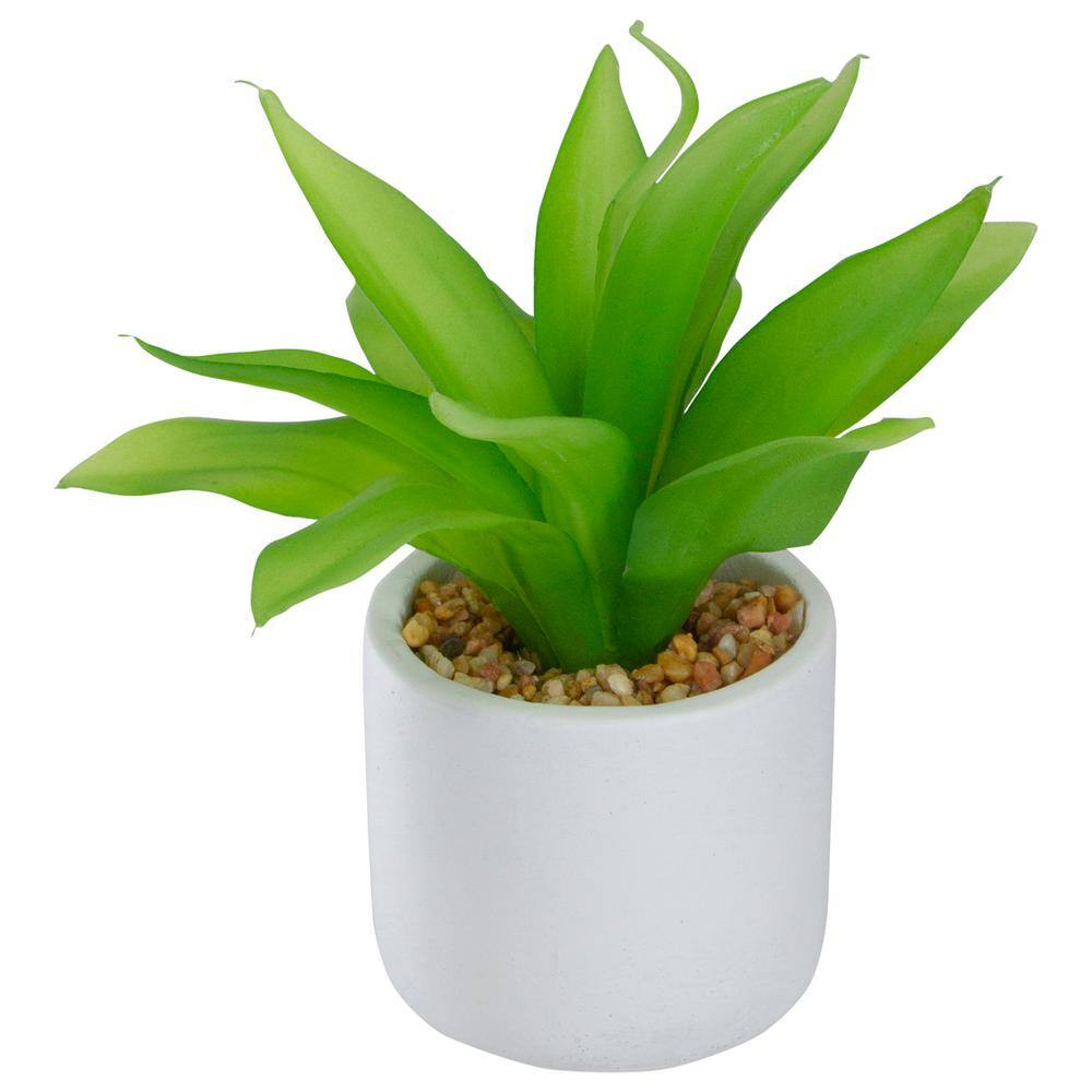 Nordic Green Artificial Aloe Plant in White Concrete Pot