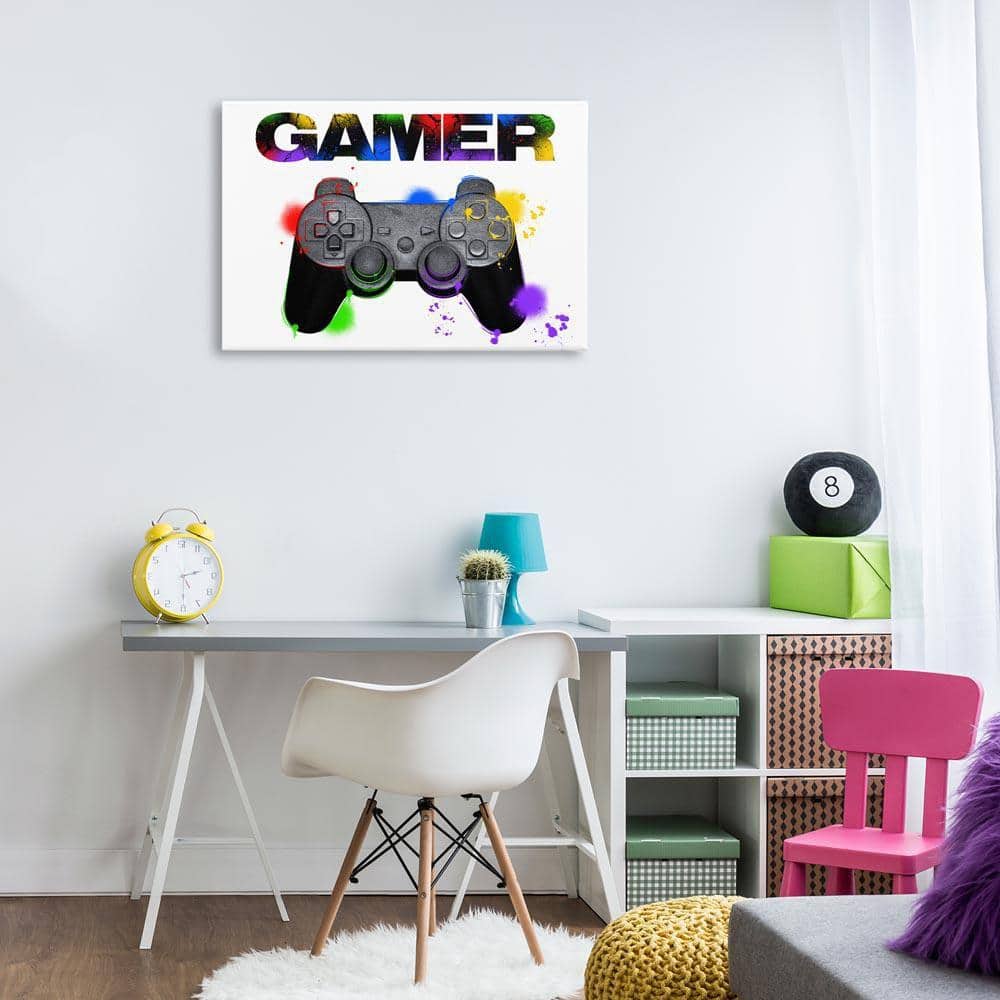 Gamer with Rainbow Splashes by Marcus Prime Unframed Typography Graphic Art Print 20 in. x 30 in.
