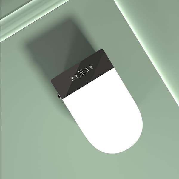 Compact Elongated Bidet Toilet 1.28 GPF in White with Black Panel, Auto Open/Close, Heated Seat, Warm Air Dryer