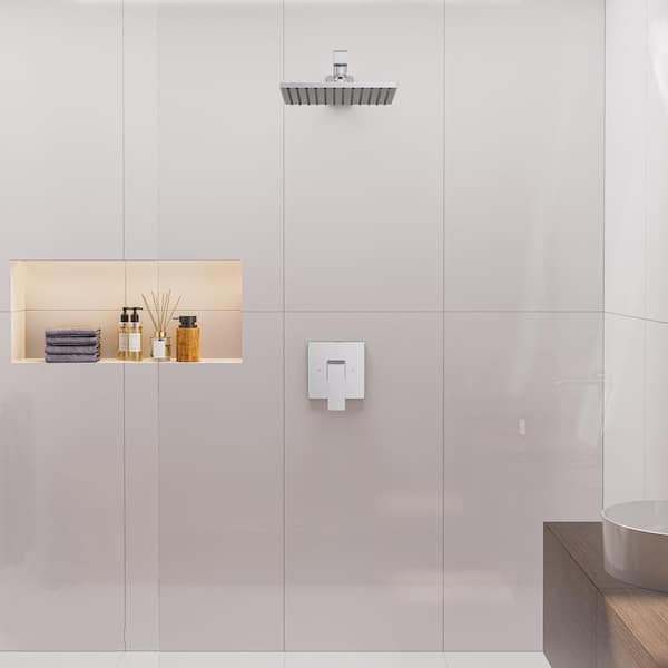 1-Spray Pattern 9 in. with 1.8 GPM Wall Mount Square Fixed Shower Head in Chrome