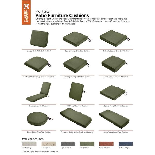 Outdoor Waterproof Patio Chair Seat Cushion, 25 x 25 x 4 Inch