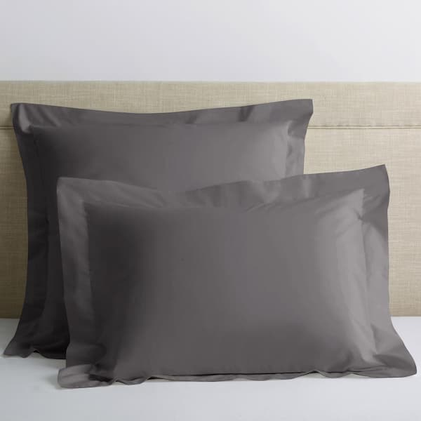 The Company Store Company Cotton Graphite Solid 300-Thread Count Cotton Percale Standard Sham