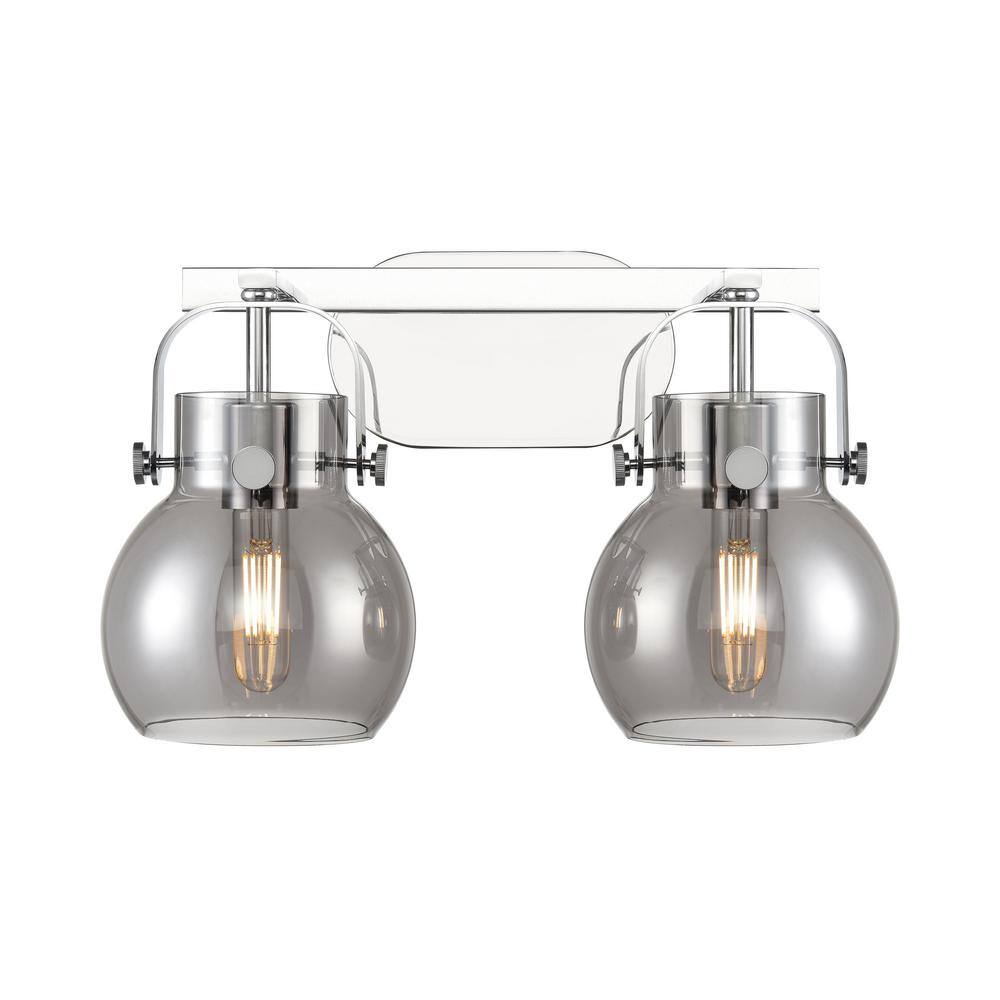 Pilaster II Sphere 17 in. 2-Light Polished Chrome Vanity Light with Black Glass Shade price history on PriceWatchPro
