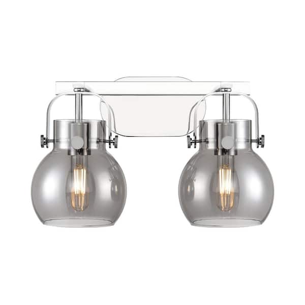 Innovations Pilaster II Sphere 17 in. 2-Light Polished Chrome Vanity Light with Glass Shade