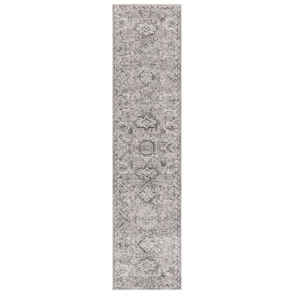 Vintage Tabriz 2 ft. x 8 ft. Gray/Beige Distressed Abstract Floral Runner Rug