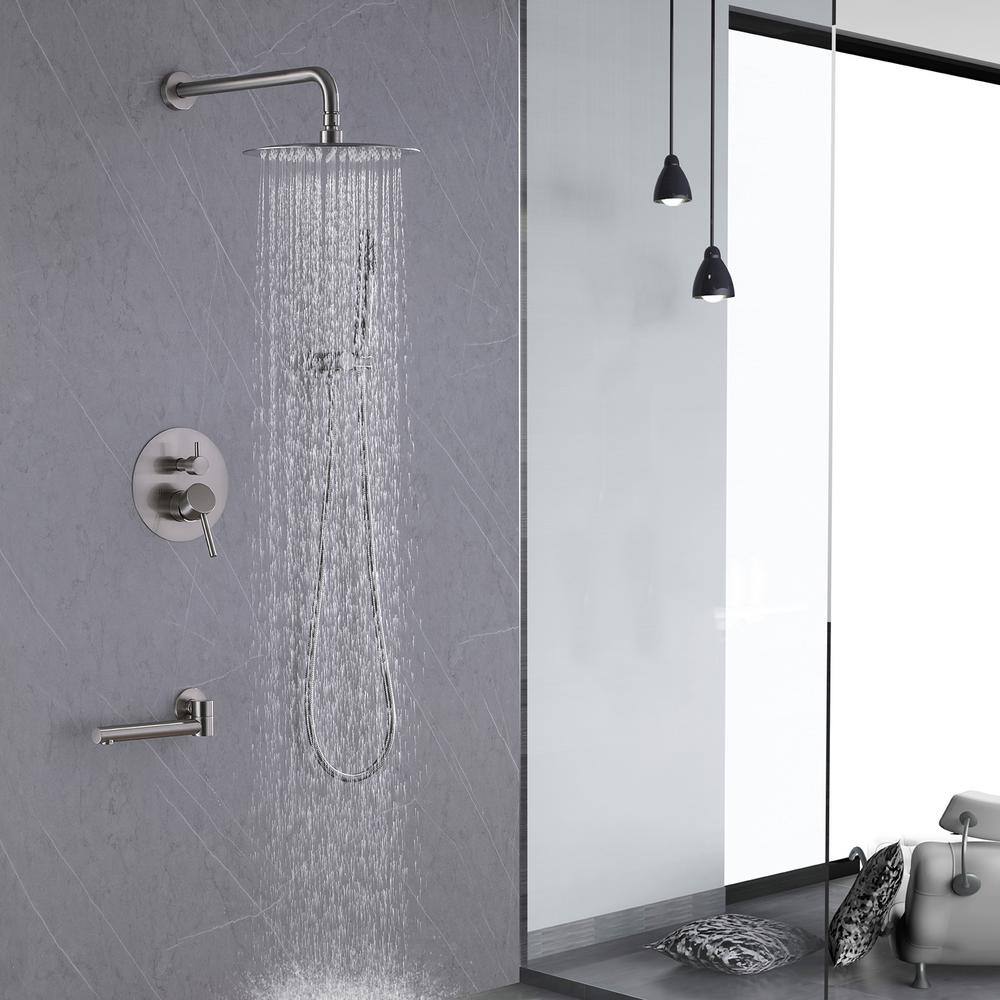 Brushed Nickel Wall Mounted Rain Shower Faucet Set
