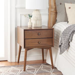 Scully Medium Oak/Antique Gold 2-Drawer Nightstand