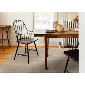 Beige 8 ft. x 10 ft. Rectangle Striped Polyester Area Rug