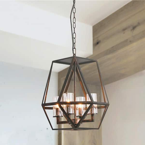 Magic Home 4 Light Black Color Rust, Black Metal Chandelier With Shades