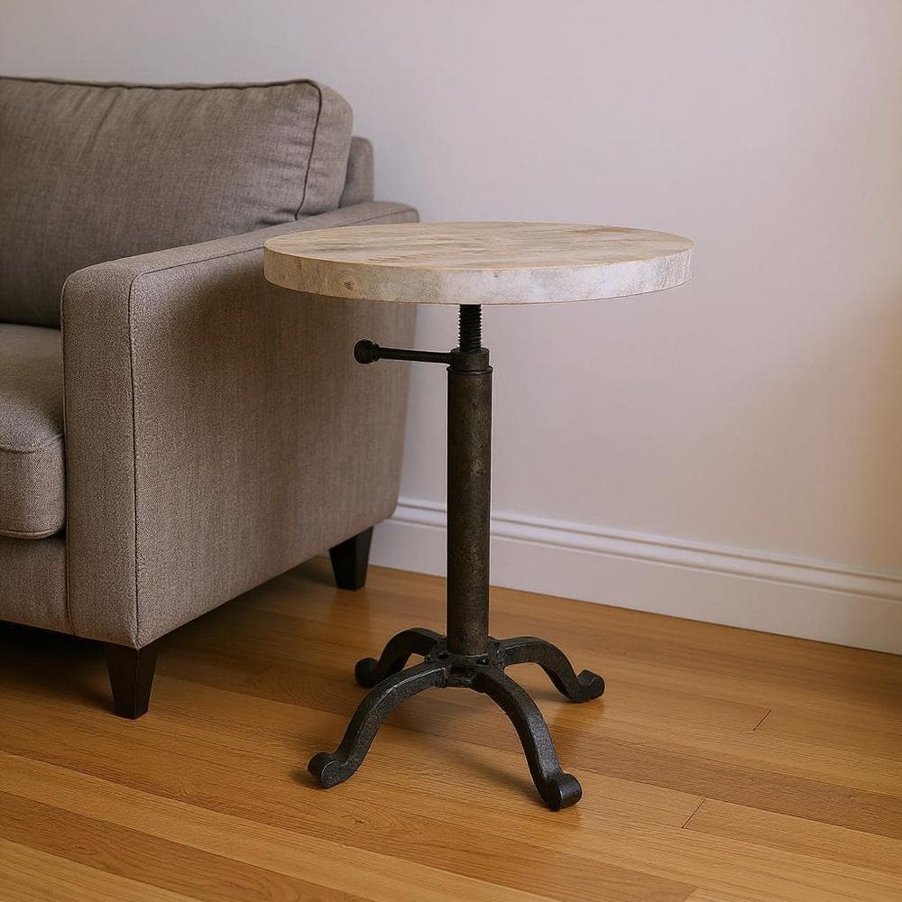 18.00 in. Natural Round Solid Wood End Table
