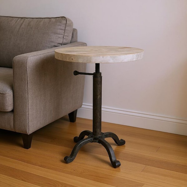18.00 in. Natural Round Solid Wood End Table