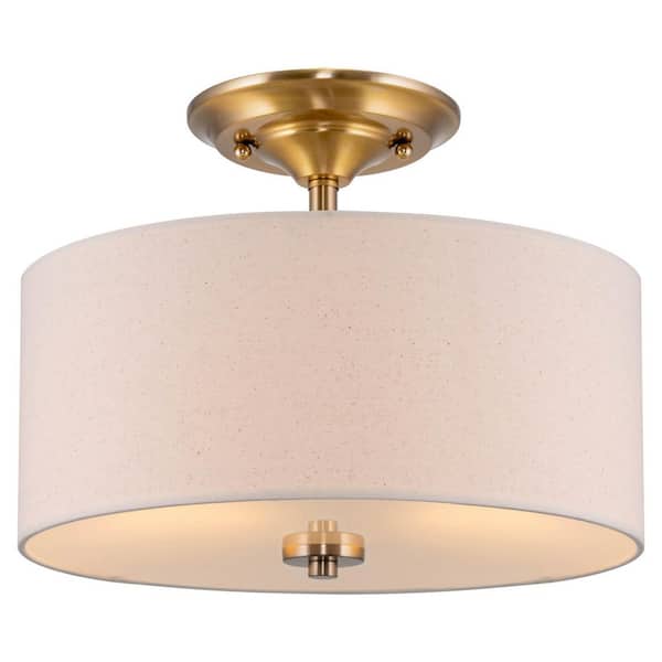 Kira Home Addison 13 in 60-Watt 2-Light Cool Brass Modern