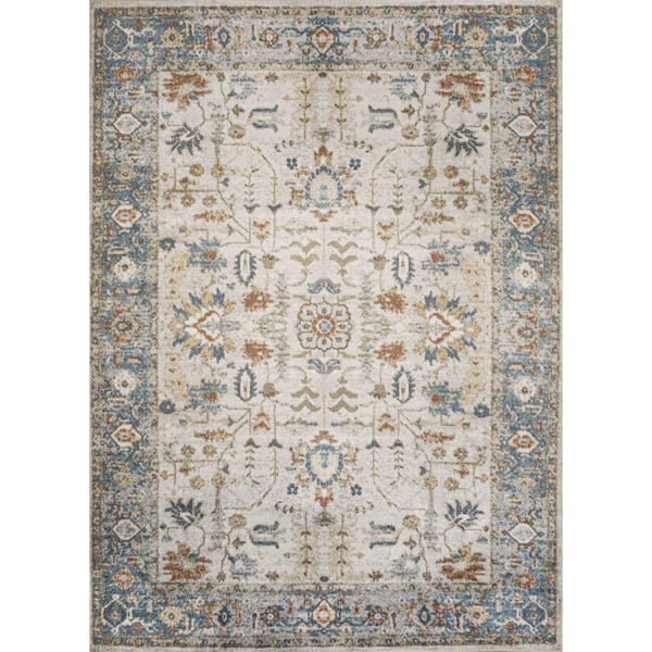 Hiero Cream/Terra 4 ft. x 6 ft. Persian Border Low-Pile Machine-Washable Area Rug