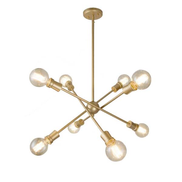 LOUGHEED DECOR INC 8-Light Gold Modern Sputnik Chandelier for Living Room, Kitchen, Bedroom with No Bulb Included