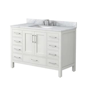 Eaton 48 in. W x 22 in. D x 34 in. H Bath Vanity in White with White Carrara Marble Top