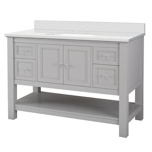 Gazette 49 in. W x 22 in. D Bath Vanity in Grey with Engineered Marble Vanity Top in Snowstorm with White Sink