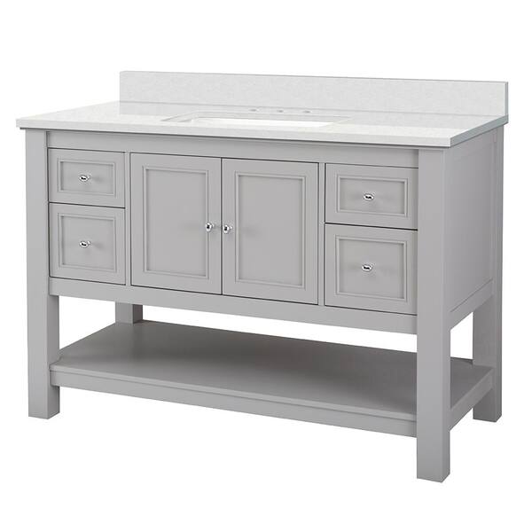 Home Decorators Collection Gazette 49 in. W x 22 in. D Bath Vanity in Gray with Engineered Marble Vanity Top in Snowstorm with White Sink