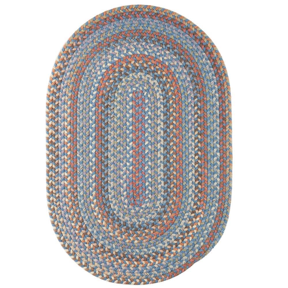 Rhody Rug Greenwich Bluestone Multi 2 ft. x 4 ft. Oval Indoor Braided ...