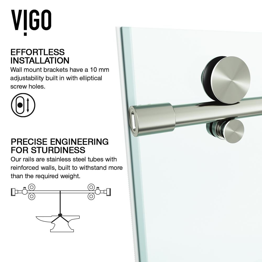 Elan E-Class 44-48" Frameless Sliding Shower Door with Clear Glass