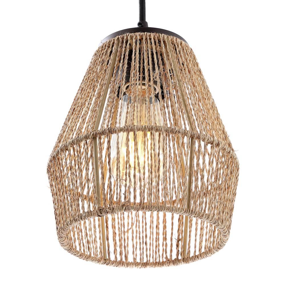 Ibiza Island 30" 3-Light Seagrass and Metal Pendant