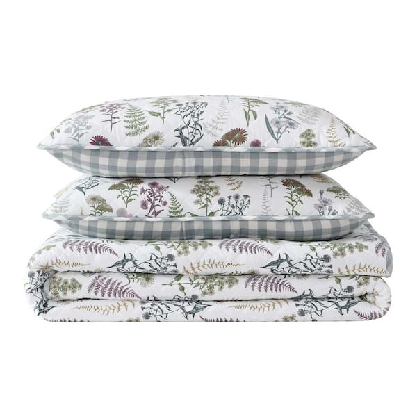 Eddie Bauer Flower Field Green 2-Piece Twin Cotton Quilt-Sham Set