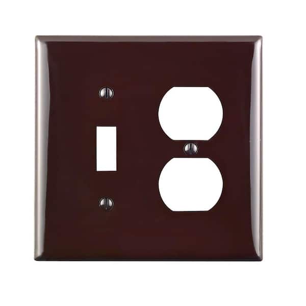 Leviton Brown 2-Gang 1-Toggle/1-Duplex Wall Plate (1-Pack)