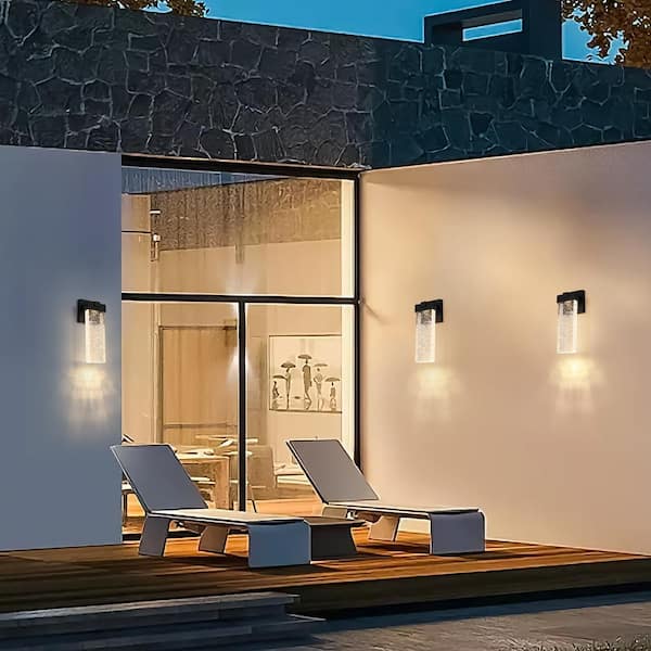 Logmey Black Bubble Glass Integrated LED Outdoor Hardwired Wall