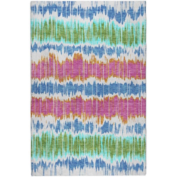 Dream Shag Premium Machine Washable Abstract ADS755 White 9 ft. x 12 ft. Area Rug