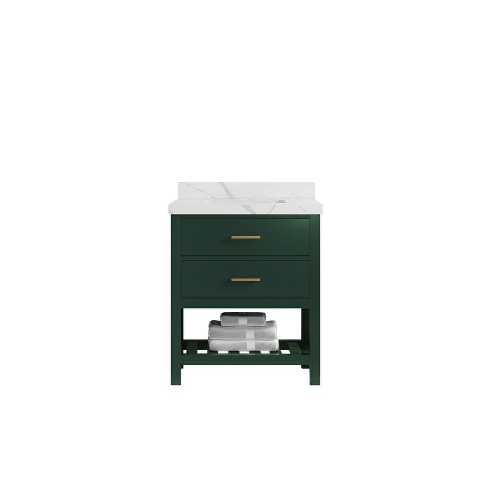 Parker 30 in. W x 22 in. D x 36 in. H Bath Vanity in Lafayette Green with 2 in. Calacatta Quartz Top price history on PriceWatchPro